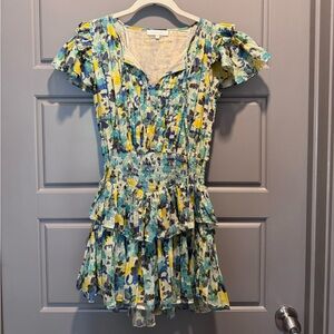 LoveShackFancy Audette Açaí Berry Mini Dress